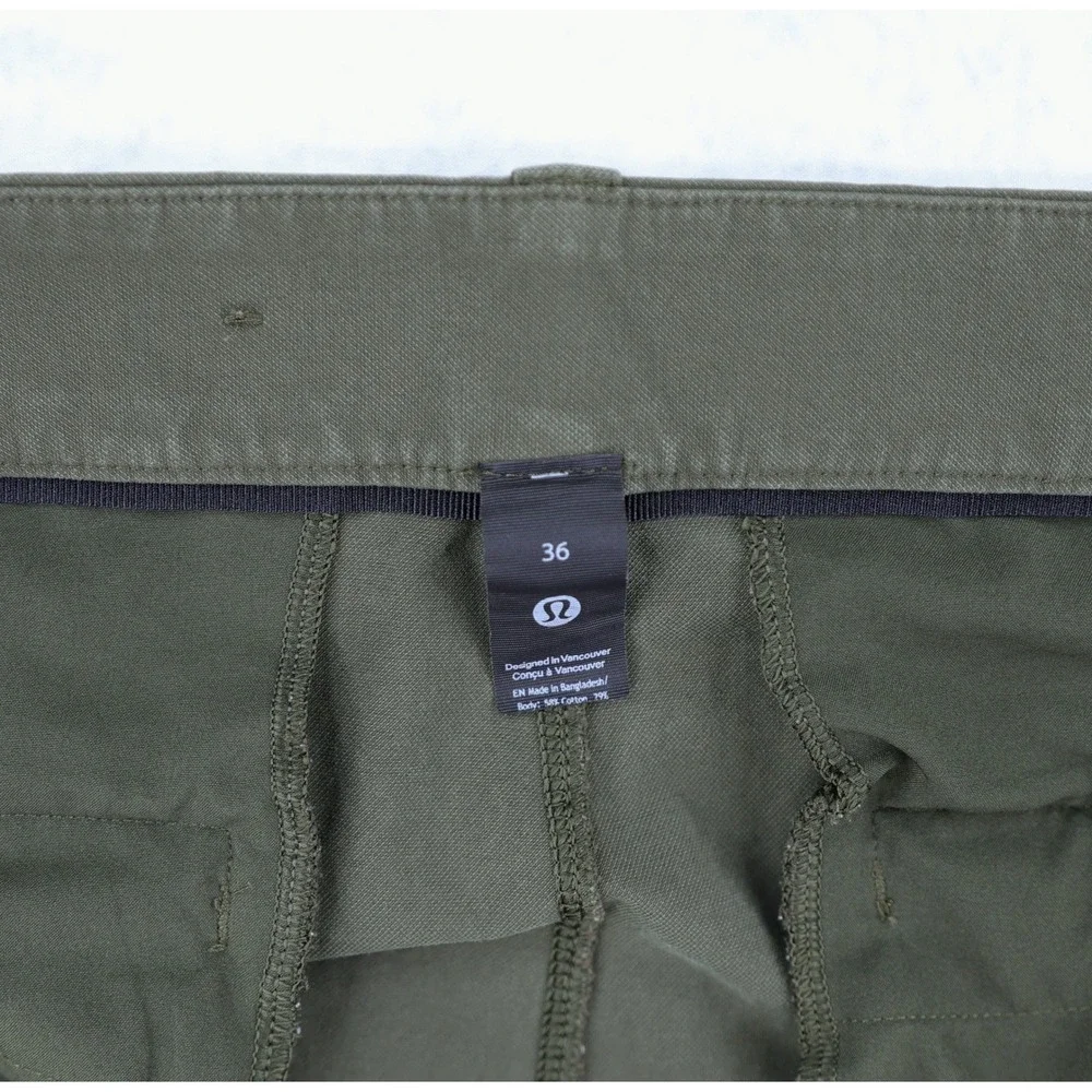 Lululemon ABC Slim-Fit Trouser Stretch Cotton VersaTwill Mens 36 Olive Green